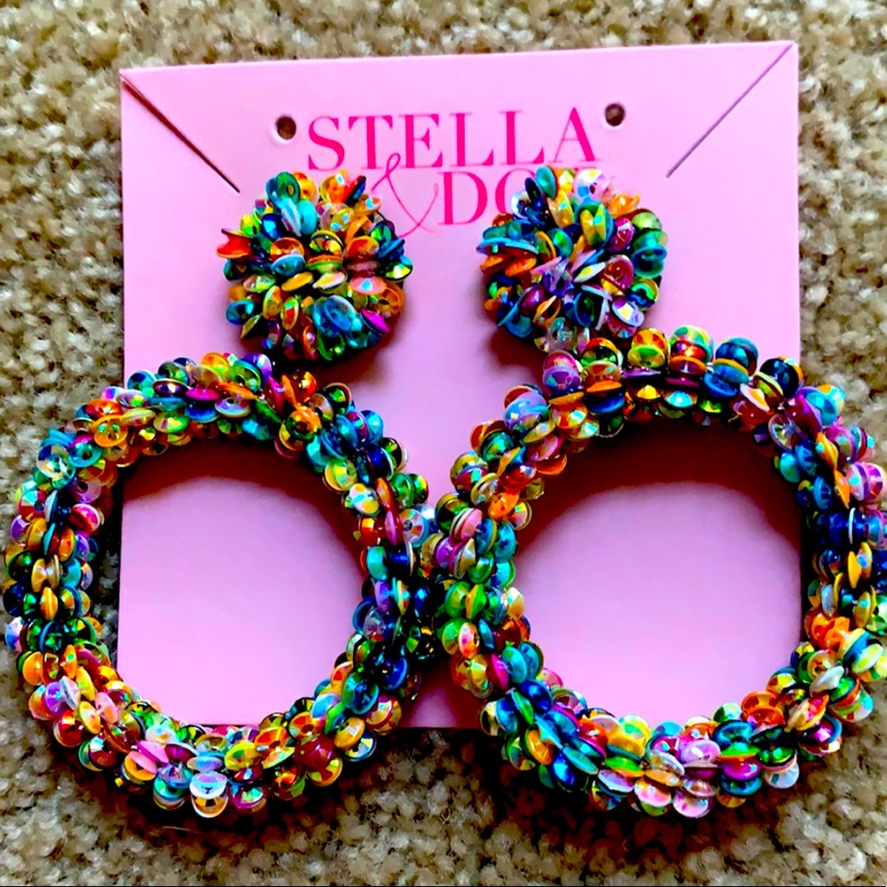 Stella & Dot🌈ColorfullyFUN Sequin Oh Ya Statement Earrings Limited Editi… - Picture 6 of 10